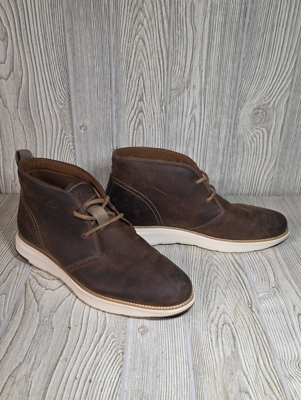 Cole Haan Grand Atlantic Chukka Boots Brown Leather Water Resistant Mens Size 12